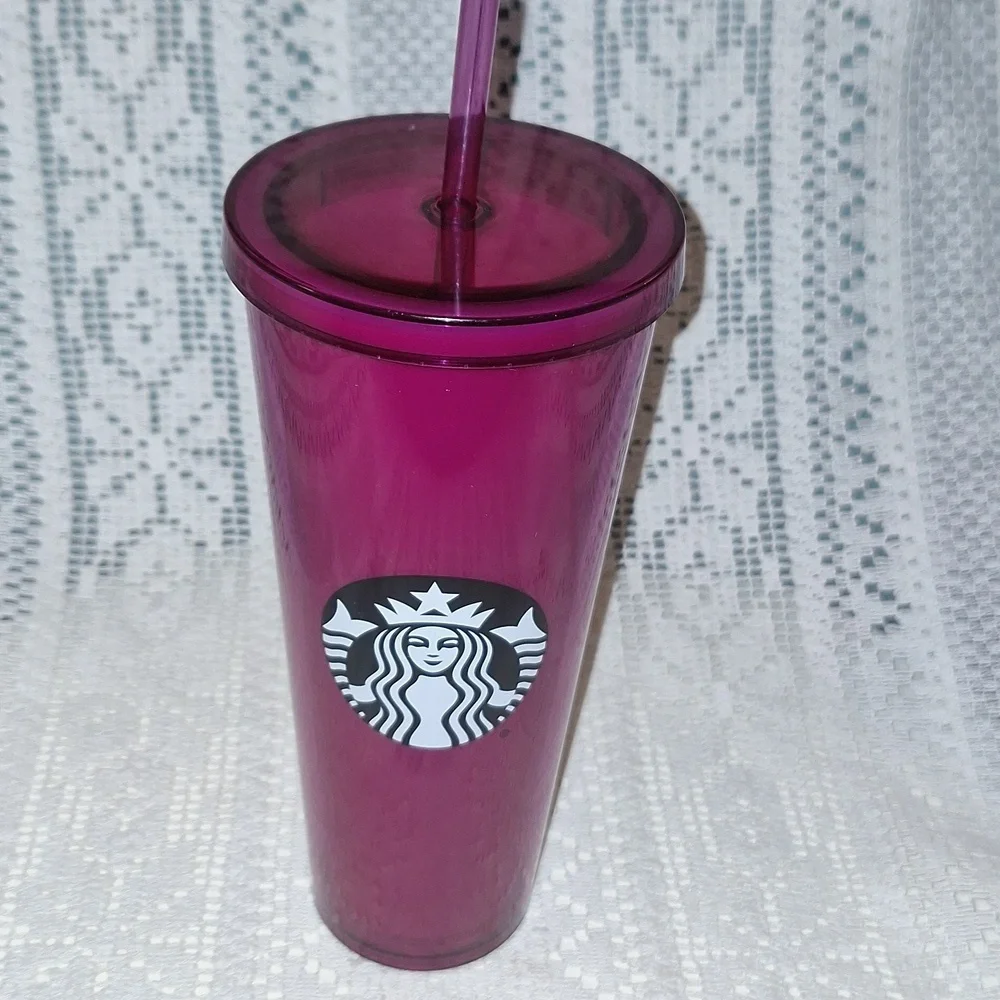 STARBUCKS COFFEE - RARE 2016 - Fuchsia Jelly Gummy Tumbler Cold Cup Venti 24oz